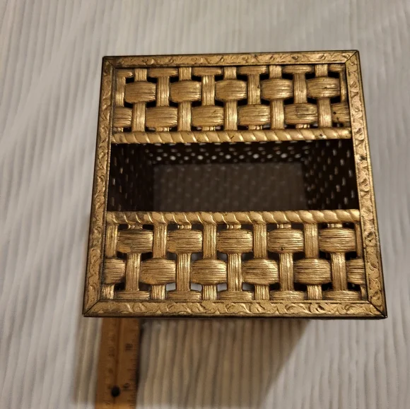 Golden Brass Tissue Box Cover, bed bath and beyond - Picture 2 of 12